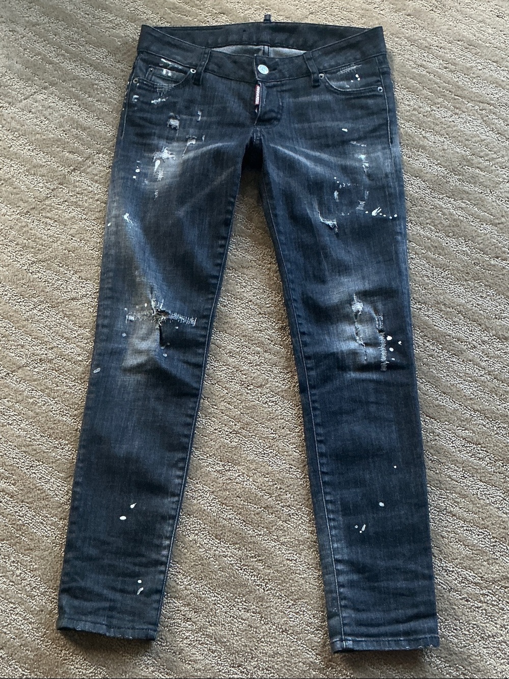 DSQUARED2 Women's Dark Wash Skinny Jennifer Jeans with Paint-Splatter 38IT/30US